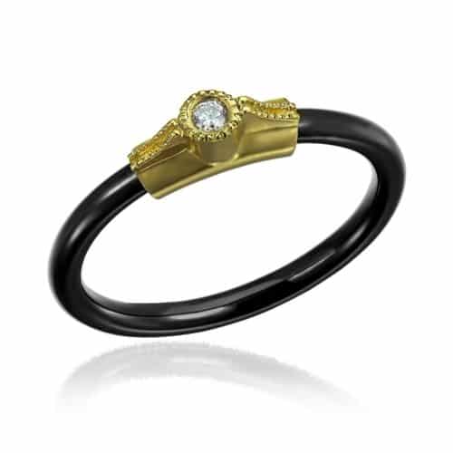 Inel tantal și aur 18 kt cu diamant TAU 54