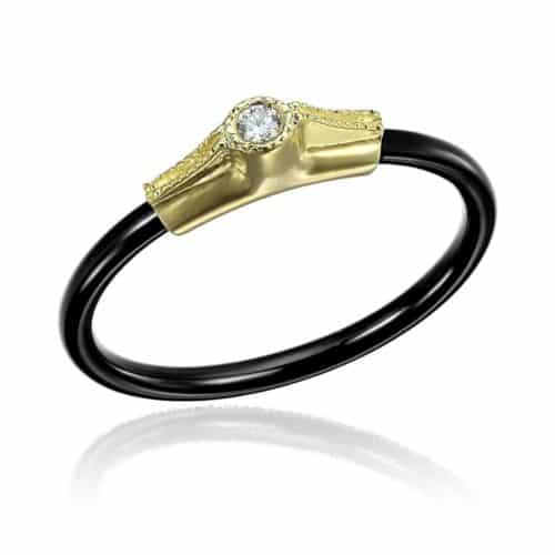 Inel tantal și aur 18 kt cu diamant TAU 54