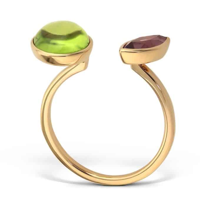 Inel aur 14 kt cu ametist și peridot BB.593779.3