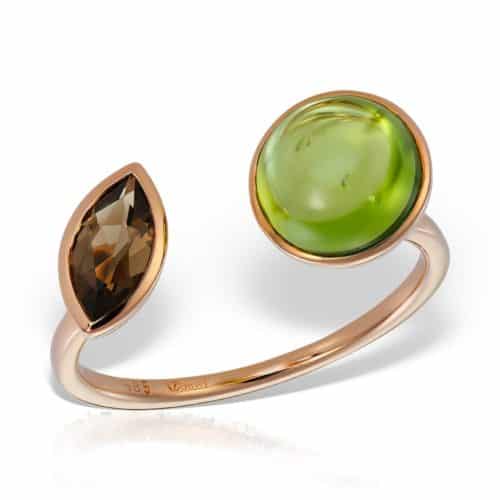 Inel aur galben 14 kt cu peridot și cuarț fumuriu BB.593779.2
