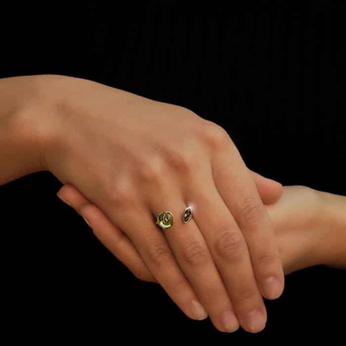 Inel aur galben 14 kt cu peridot și cuarț fumuriu BB.593779.2
