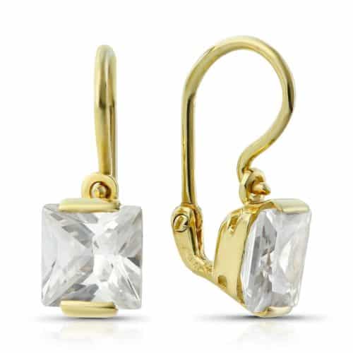 Cercei aur copii, 14 kt, zirconii diverse culori, C 257S
