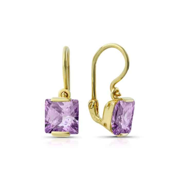 Cercei aur copii, 14 kt, zirconii diverse culori, C 257S