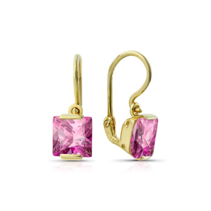 Cercei aur copii, 14 kt, zirconii diverse culori, C 257S