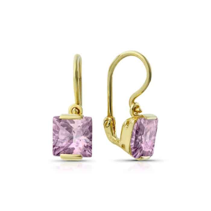 Cercei aur copii, 14 kt, zirconii diverse culori, C 257S