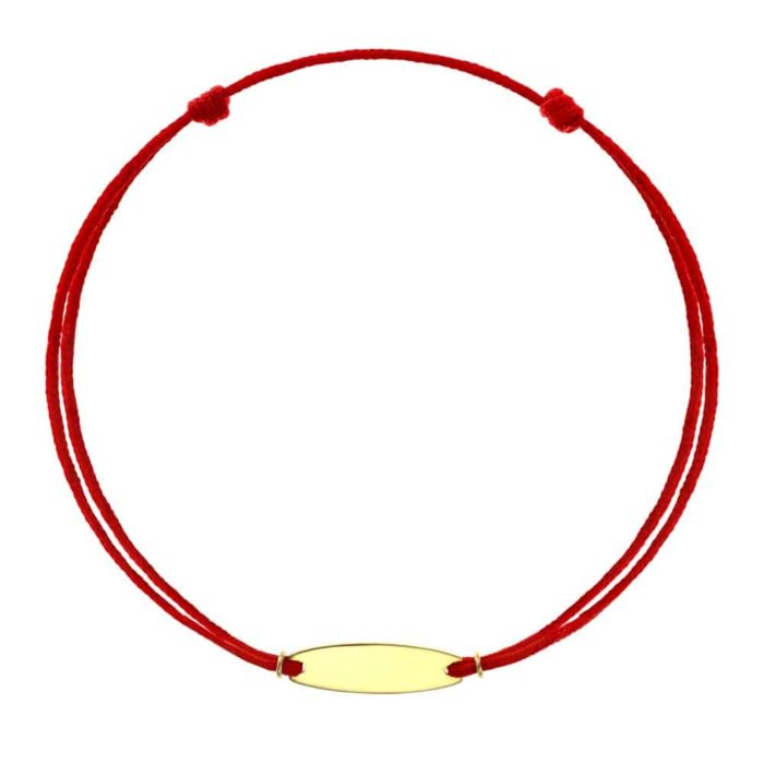 Brăţară șnur aur 14 kt cu plăcuță personalizabilă, șnur diverse culori