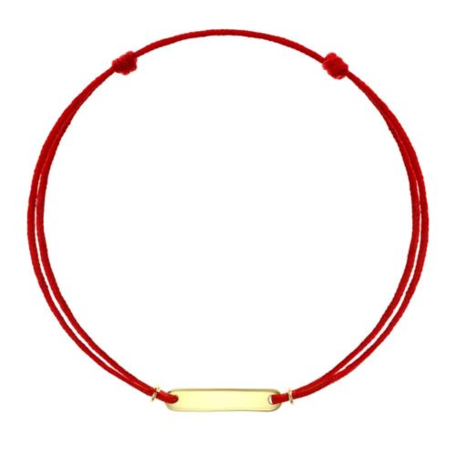 Brăţară șnur aur 14 kt cu plăcuță personalizabilă, șnur diverse culori