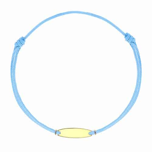 Brăţară șnur aur 14 kt cu plăcuță personalizabilă, șnur diverse culori