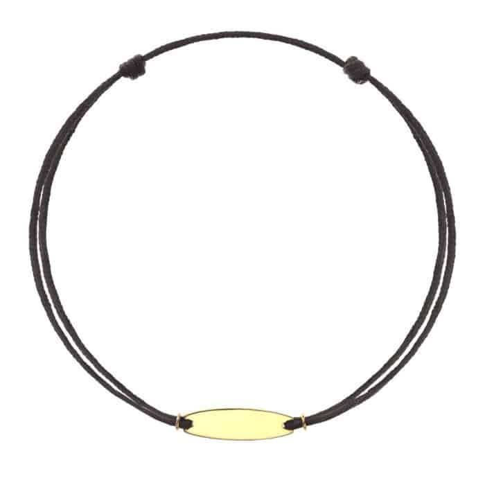 Brăţară șnur aur 14 kt cu plăcuță personalizabilă, șnur diverse culori