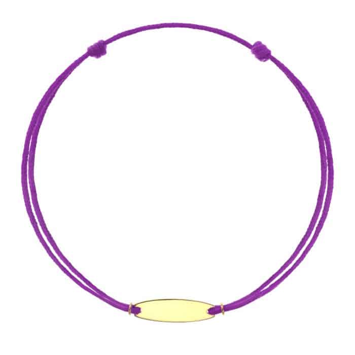 Brăţară șnur aur 14 kt cu plăcuță personalizabilă, șnur diverse culori
