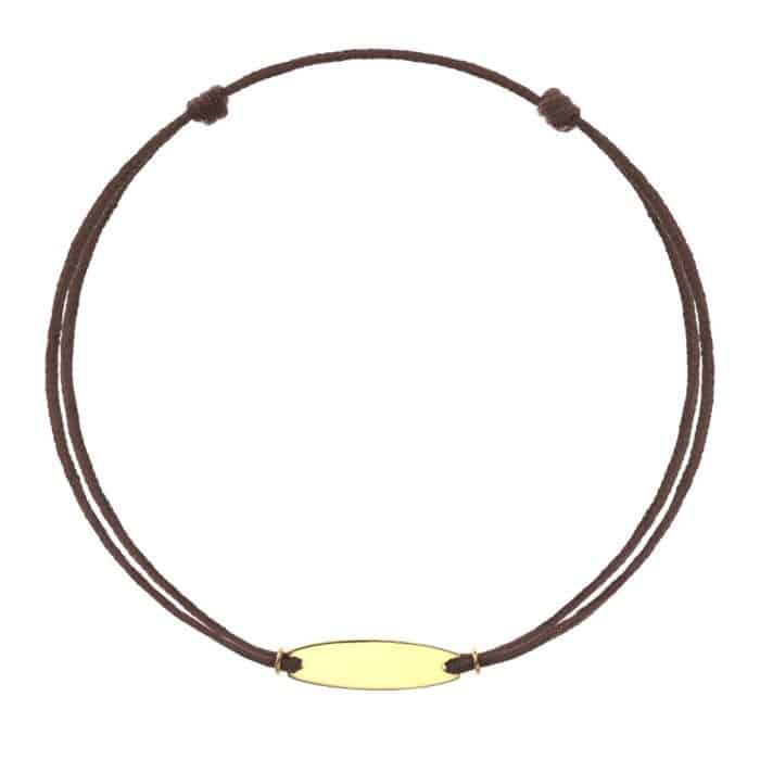 Brăţară șnur aur 14 kt cu plăcuță personalizabilă, șnur diverse culori