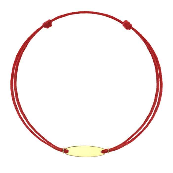 Brăţară șnur aur 14 kt cu plăcuță personalizabilă, șnur diverse culori