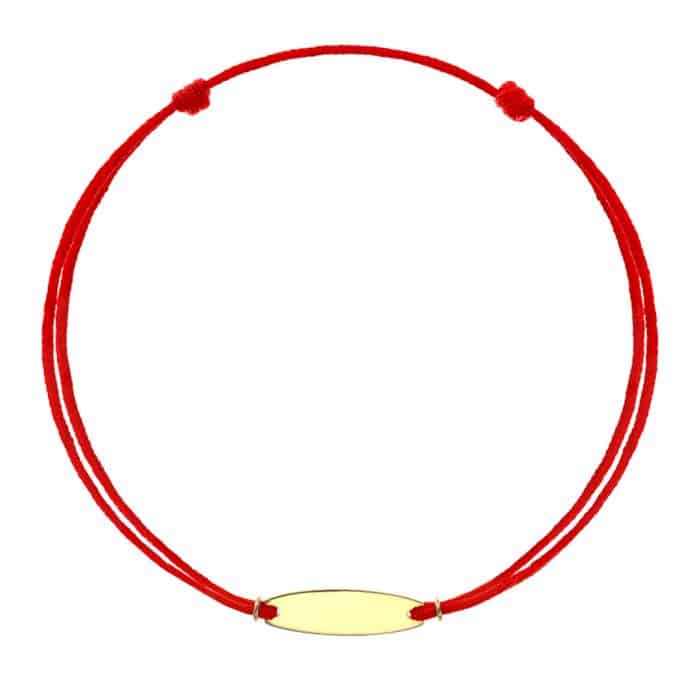 Brăţară șnur aur 14 kt cu plăcuță personalizabilă, șnur diverse culori