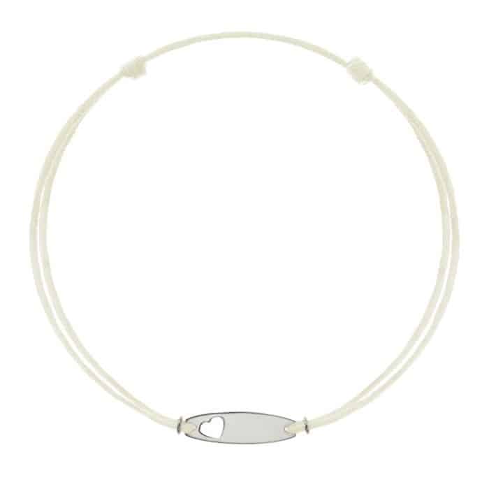 Brăţară șnur aur 14 kt cu plăcuță personalizabilă și inimioară, șnur diverse culori