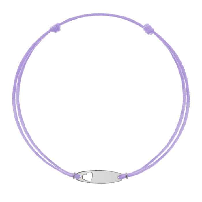 Brăţară șnur aur 14 kt cu plăcuță personalizabilă și inimioară, șnur diverse culori
