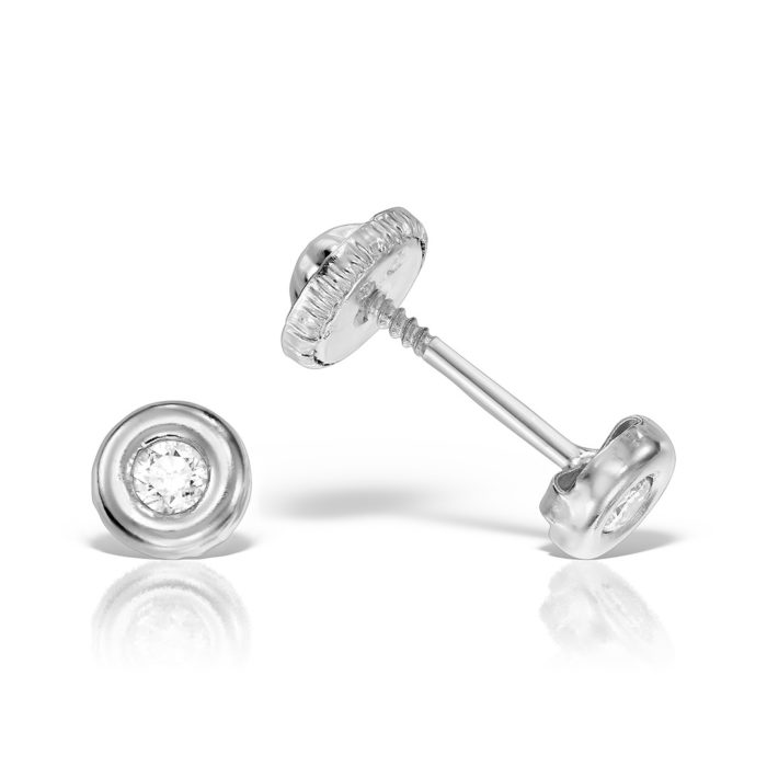 Cercei cu diamante pentru copii, aur alb 18 kt, MC.18.3A