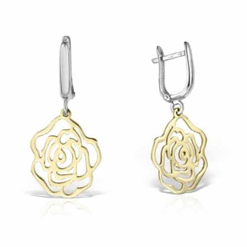 Cercei aur damă cu motiv floral, 14 kt, C 06C