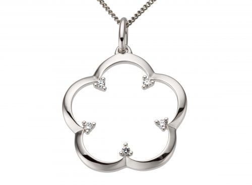 Pandant BB.233454, aur alb, 14 kt, diamante
