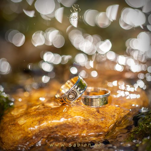 Verighete tradițional spirituale Soarele, COD 1/3, aur 14 kt, colecția Festin