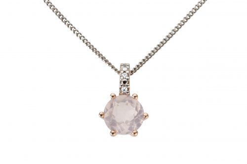 Pandant BB.320719, aur 14 kt, diamante, cuarț roz