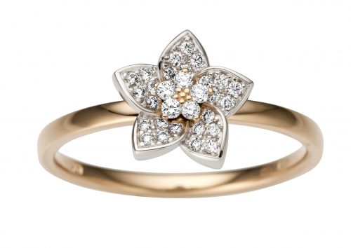Inel aur rose 14 kt cu diamante BB.537055