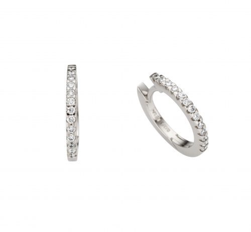 Cercei de damă rotunzi BB.735451, aur alb, 14 kt, diamante
