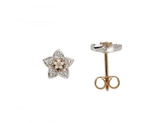 Cercei cu diamante, aur alb și rose, 14 kt, BB.736819