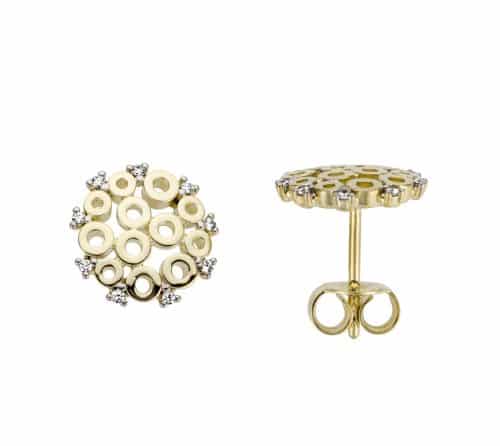 Cercei cu diamante, aur galben, 14 kt, BB.737332