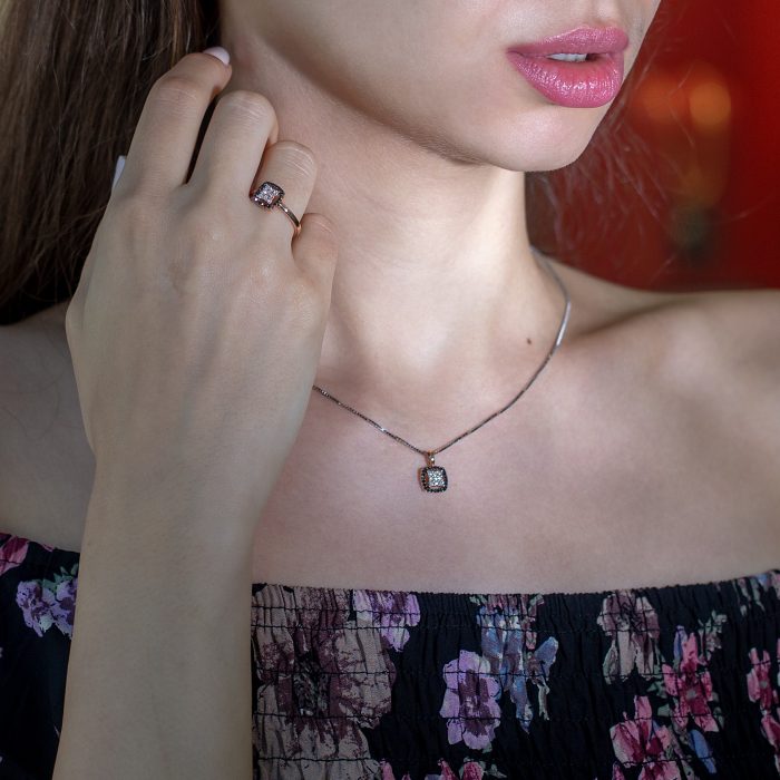 Pandant BB.233568, aur rose, 14 kt, diamante