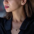 Cercei aur alb cu granate, 14 kt, BB.350657