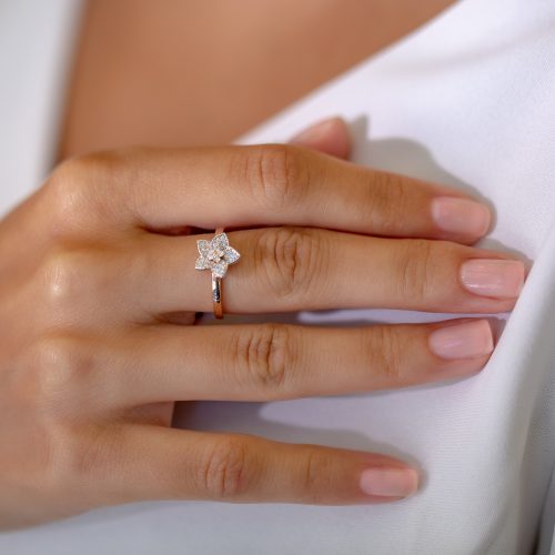 Inel aur rose 14 kt cu diamante BB.537055