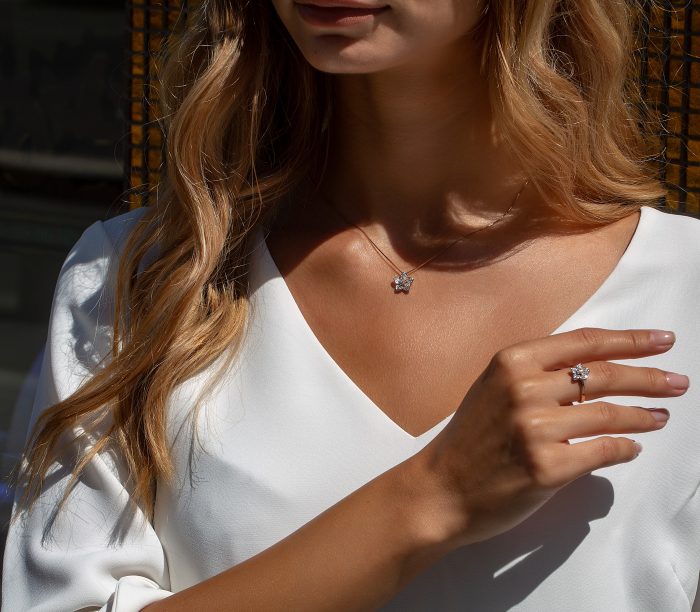 Pandantiv BB.233303, aur alb și rose, 14 kt, diamante