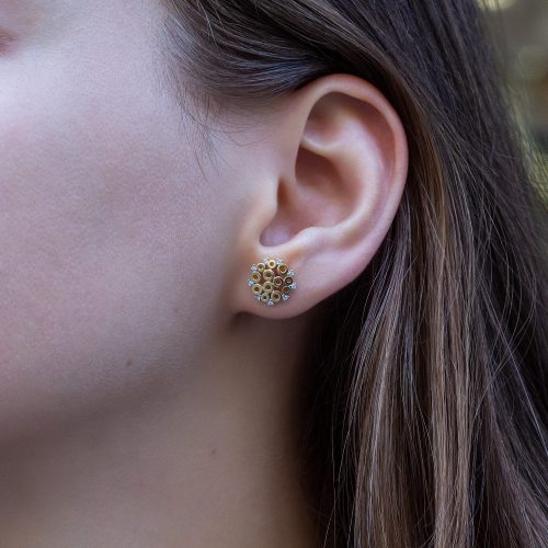 Cercei cu diamante, aur galben, 14 kt, BB.737332