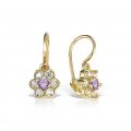 Cercei aur copii, 14 kt, zirconii diverse culori, model floral, C 363S