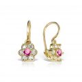 Cercei aur copii, 14 kt, zirconii diverse culori, model floral, C 363S