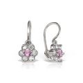 Cercei aur copii, 14 kt, zirconii diverse culori, model floral, C 363S