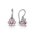 Cercei aur copii, 14 kt, zirconii diverse culori, model floral, C 363S