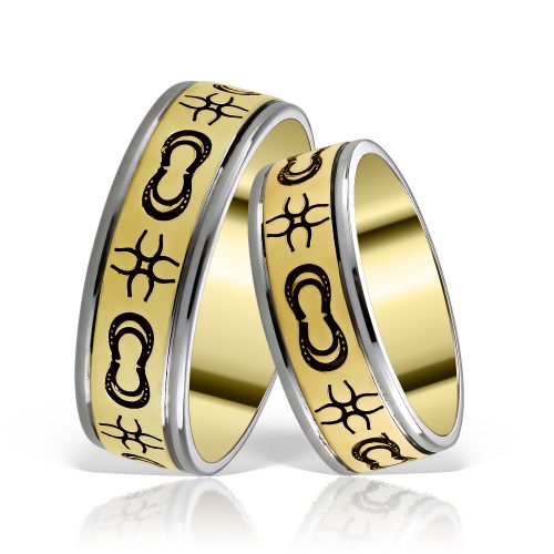 Verighete tradițional spirituale Cornul Lunii, COD 1/6, aur 14 kt, colecția Festin