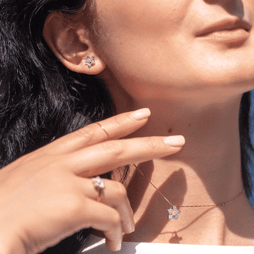 Cercei cu diamante, aur alb și rose, 14 kt, BB.736819