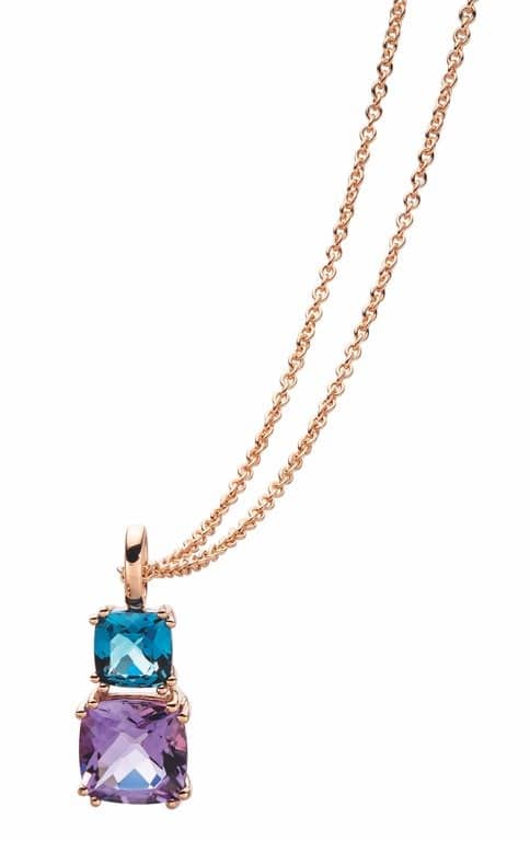 Pandantiv BB.292428, aur rose 14 kt, ametist și topaz albastru londonez