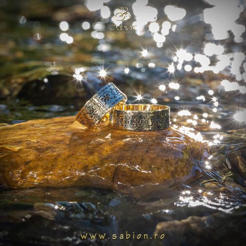 Verighete tradițional spirituale Flori de Crini, COD 5/1, aur 14 kt, colecția Facerea