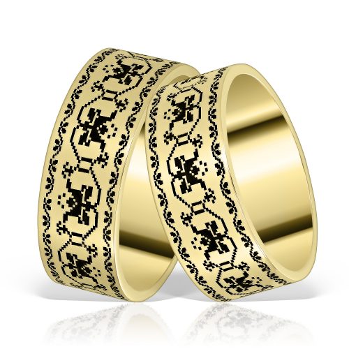 Verighete tradițional spirituale Flori de Crini, COD 5/1, aur 14 kt, colecția Facerea