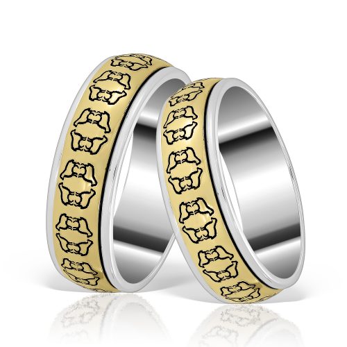 Verighete tradițional spirituale Miorițe, COD 5/2, model antistres, aur 14 kt, colecția Facerea