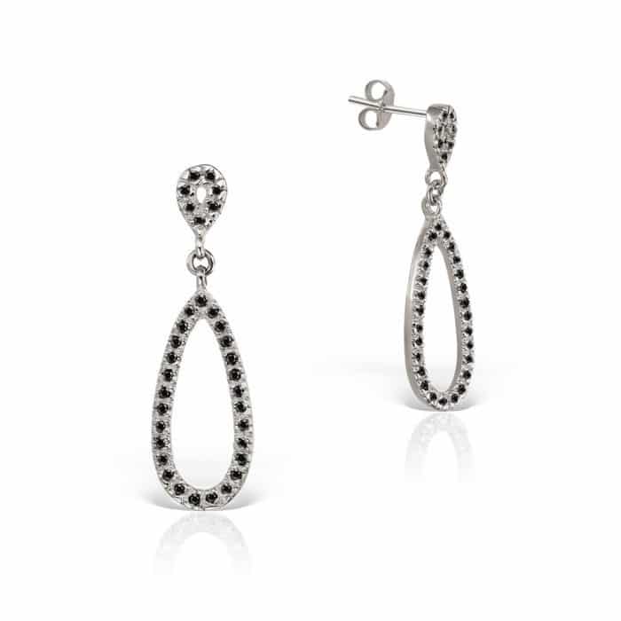 Cercei aur damă, 14 kt, zirconii negre / incolore, C 283S