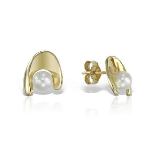 Cercei cu perle, aur 14 kt, C 147S