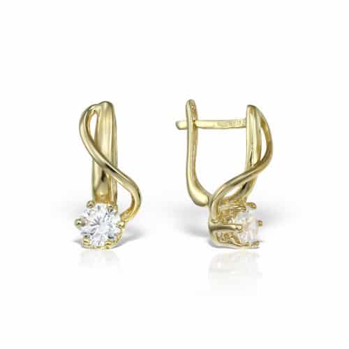 Cercei de damă din aur 14 kt cu zirconii diverse culorii C 346S