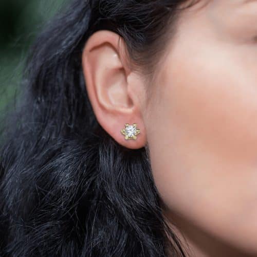 Cercei de damă din aur 14 kt cu zirconii diverse culori C 245S