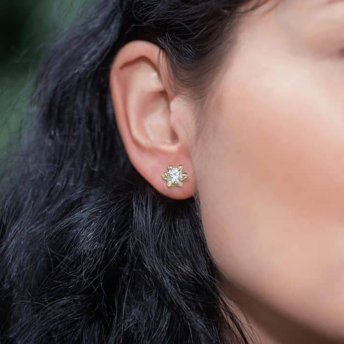 Cercei de damă din aur 14 kt cu zirconii diverse culori C 245S