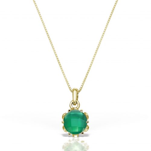 Pandant P S21C.6, aur 14 kt, agat verde