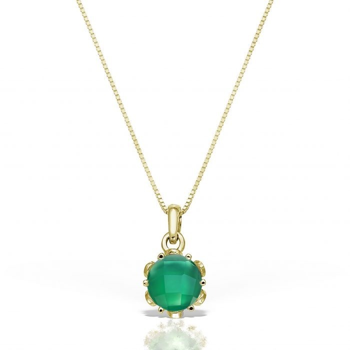 Pandant P S21C.6, aur 14 kt, agat verde